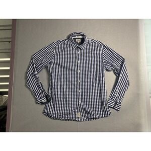 Indian Terrain Slim Fit Gingham Button-Down Shirt Men's L Navy/White